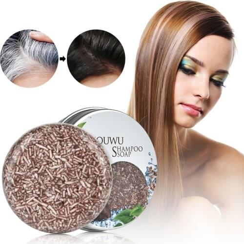 New Polygonum Essence Hair Darkening Shampoo Bar Soap Natural Organic Mild Formula Hair Shampoo Gray Hair Reverse Hair Cleansing