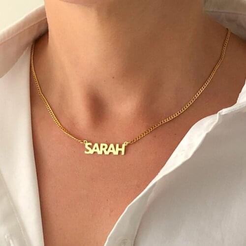 Personalized Block Letter Name Necklaces For Women Men Stainless Steel Custom Nameplate Jewelry Bridesmaid Gift Collares Mujer