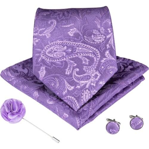 DiBanGu Gifts Ties For Men Fashion Paisley Teal Wedding Tie Boutonniere Silk Necktie Cravat Handkerchief Cufflinks Set H-001