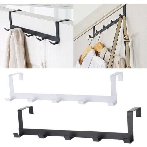 Useful Over-The-Door Hook Rack Metal Hanger Storage Holder Hanging Coat Hat Towel Bag Punch Free Kitchen Bathroom Holder Shelf