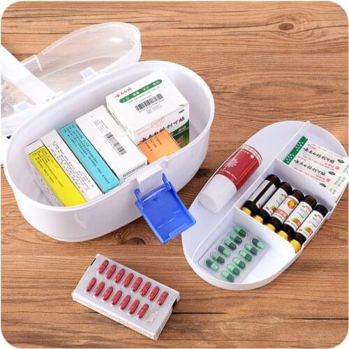 Portable Folding Vitamin Medicine Drug Pill Box Double Makeup Multifunction Storage Case Boxes Racks Container