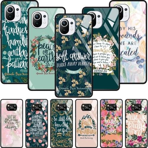 Transparent Glass Phone Case For Mi Poco X3 NFC 10T 9T Note 10 11 Pro Lite Ultra 11i F3 M2 Christ Jesus Bible verse Christian