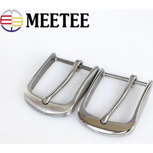 Meetee 40mm Solid Stainless Steel Brushed Belt Pin Buckles for Men Cowboy Buckle Jeans Accessory DIY Leather Craft Fit 38mm