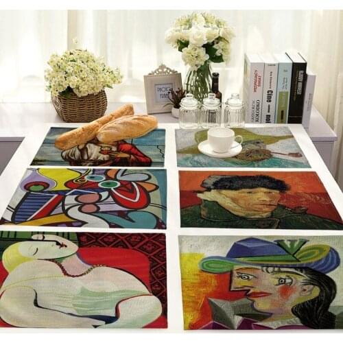 Geometric abstract oil painting table runner tablecloth Dining tables table table cover tablecloth Tablecloth for table Table