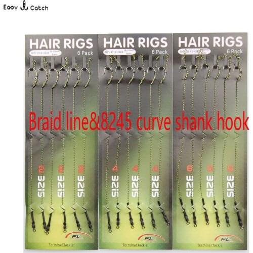 18pieces=3packs/lot Hair Rigs Braid Carp Fishing hooks sabiki Rigs for carp lures Fishing accessories size 2 4 6