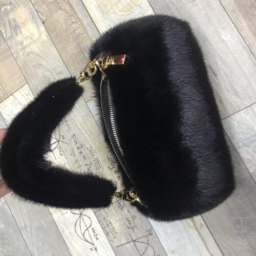 Natural mink fur handbag new fashion pillow bag Crossbody