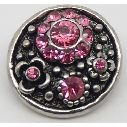 Light Pink Crystal Metal Snap Button Beads Copper Snap Button Jewelry For Women
