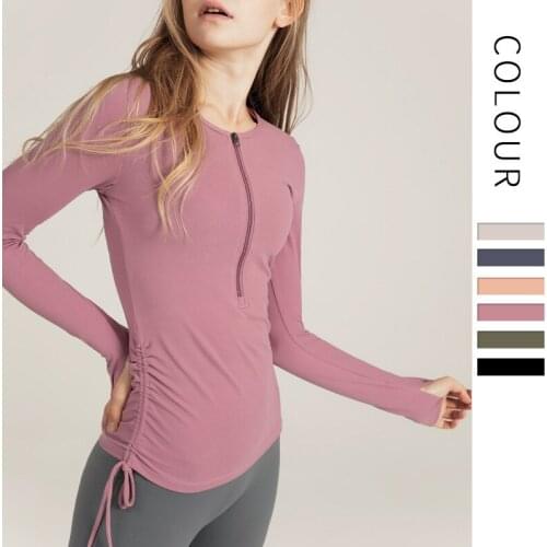 New Fashion Long-Sleeved Sports T-Shirts Women Sexy Half Zipper Sports T-Shirt Gym Clothes Running Yoga Shirt 2021 Autumn