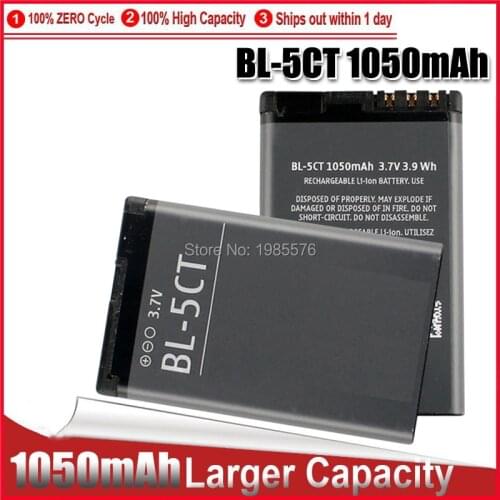 1-5pc 1050mAh Replacement Phone Battery BL-5CT BL5CT Batteries for Nokia 3720 5220 5220XM 6730 6330 6303i C5-02 BL 5CT