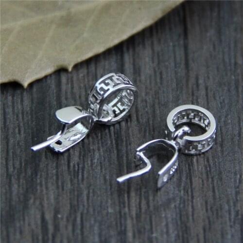 100% 925 Sterling Silver Jades Pendant Clip Clasps Ornament Necklace Clasp Hook Connectors DIY Fine Jewelry Making Accessories