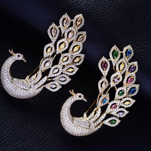 Vintage Phoenix Brooch Elegant Colorful Zircon Rhinestone Crystal Animal Pins Brooches for Women Accessories Jewelry broche Pin