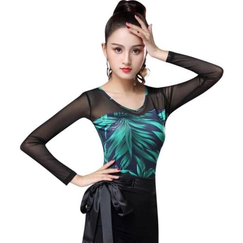 Latin dance costumse sexy long sleeves latin dance tops for women latin dancing jackets S-3XL
