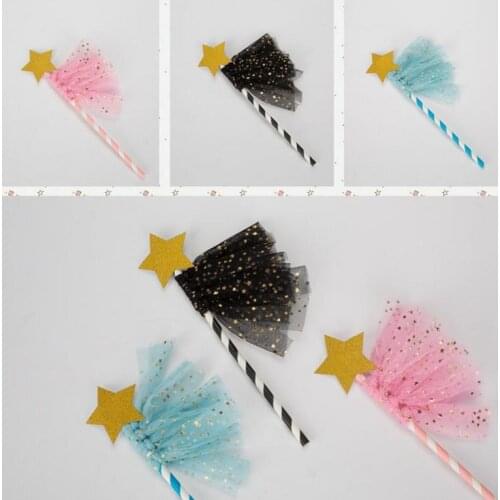 Gold Star Yarn Flag Cake Topper Dessert Decoration baby shower kids birthday party wedding Decor supplies Lovely Gift blue pink