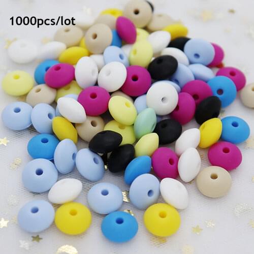 1000Pcs Silicone Lentil Beads 12mm BPA Free Sensory Teething Necklace Bead Toys DIY Nursing Jewelry Perle Silicone Dentition
