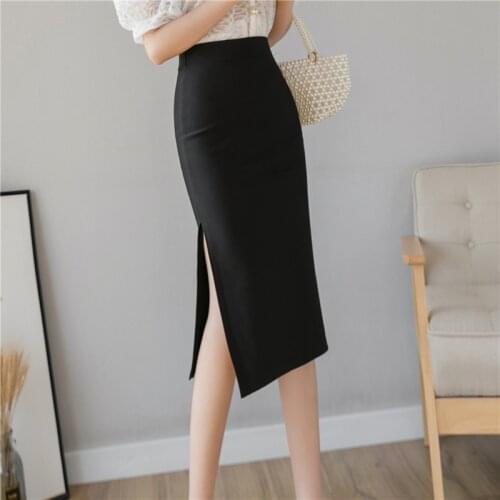 2021popular Woman Skirts Elegant Commuter Mid-Long Style Skirts Black Wrap Hip Skirt Black Professional Formal Wear Skirts A012