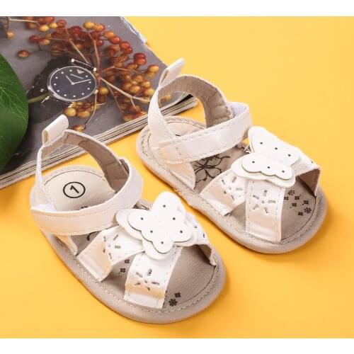 2021 Lovely Kids Sandals Summer Solid Color Butterfly Walking Shoes Hollow Out Footwear for Girls White 0-12 Months