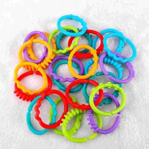 24pcs Baby Teether Rings Links Toys Links Rattle Strollers Car Seat Travel Toys for Baby Infant Newborn