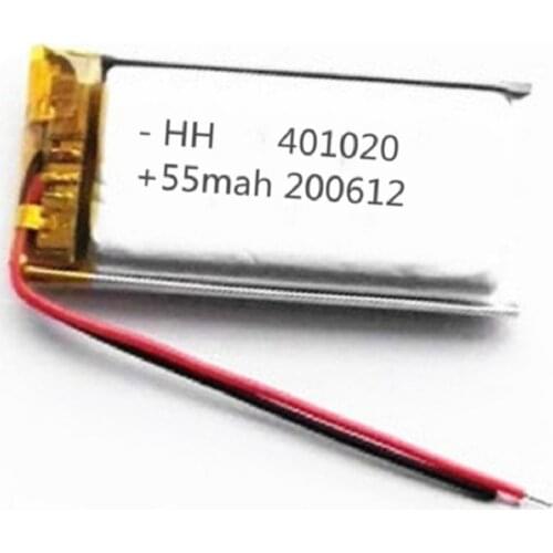 3.7v 55mah 401020 Lithium polymer Li-po Rechargeable Battery For Toys Cars Bluetooth speaker Bluetooth headset digital products