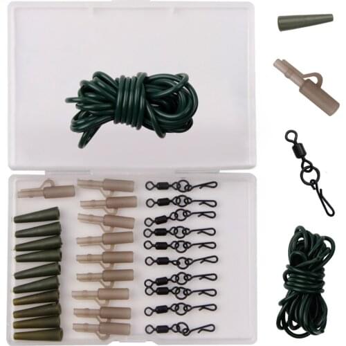 31Pcs Carp Fishing Tackle Kit With Quick Link Swivels Lead Saftey Clips Tail Rubber Tubes Rigs Tube Sleeve