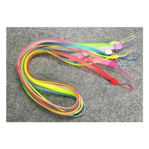 Free Ship 43cm Luminous Glow Silicone Lanyard Neck Strap for keys ID Card Mobile Phone Straps MP5 MP3 MP4 U flash disk Strap