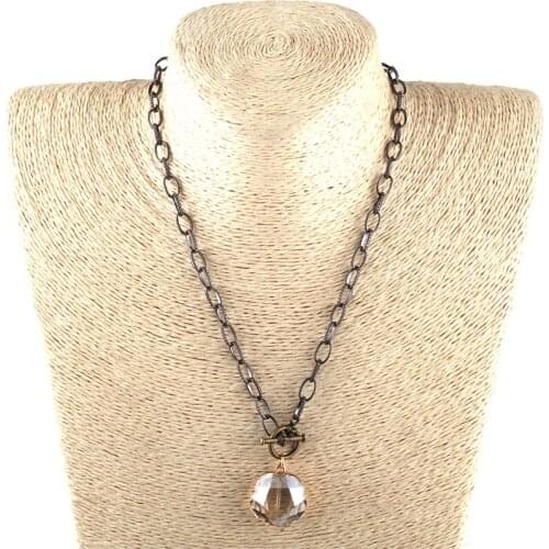 Free Shipping Fashion Bohemian Tribal Jewelry Rosary Chain Links Moon Charm Crystal Pendant Necklaces