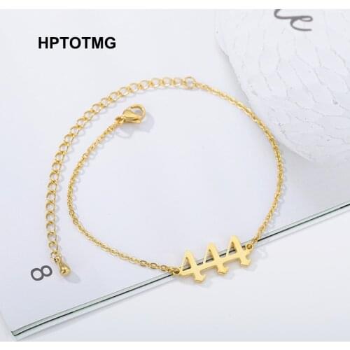 Goth Angel Number Wrist Bracelets Gold Stainless Steel 111 222 333 444 555 666 777 888 999 Devil Cuff Bracelet for Women Jewelry