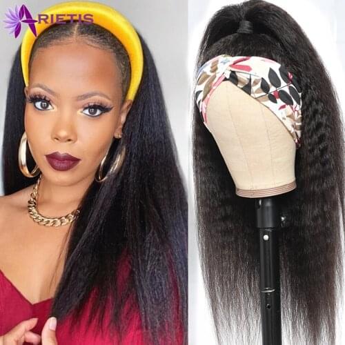 Brazilian Remy Kinky Straight Wig Gluless Headband Wig Human Hair Wigs For Black Women Full Machine Wig Human Hair Natural Black