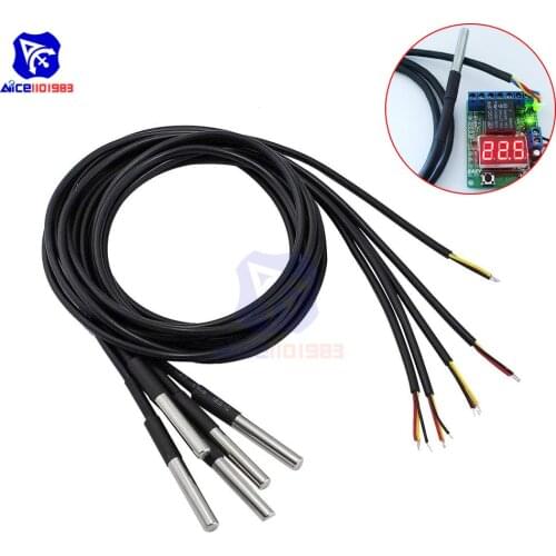 Diymore 5PCS 2.5m DS18B20 Digital Temperature Sensor Cable Thermometer Waterproof Thermal Probe for Arduinoi UNO R3