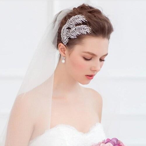 Dower me Bling Crystal Feather Bridal Hair Comb Rhinestone Wedding Accessories Fashion Tiara Headpiece