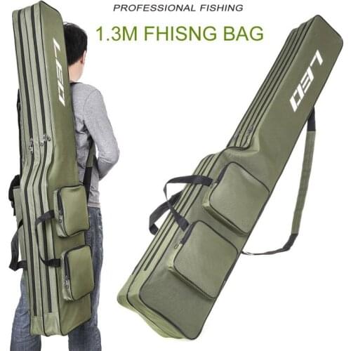 Two tiers Oxford Cloth Folding Fishing Rod Bag Reel Outdoor Multifunctional Fishing Tackle Storage Bags Travel Carry Case Pesca