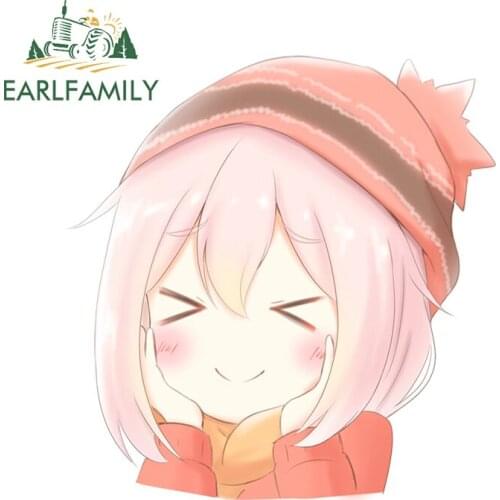 EARLFAMILY 13cm x 12.7cm for Yuru Camp Car Stickers Cartoon Decal Waterproof Vinyl Car Wrap Graffiti Sticker For JDM SUV RV