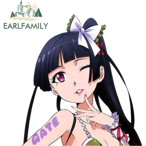 EARLFAMILY 13cm x 13.3cm for Gate Jieitai Kanochi Nite Kaku Tatakeri Rory Mercury Anime Refrigerator Car Stickers Bumper Decal