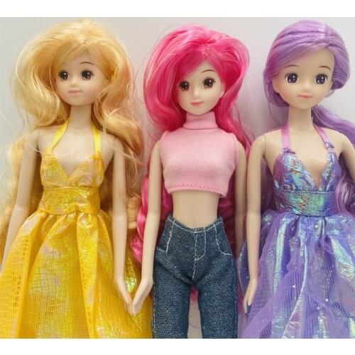 25cm Original Fashion Golden purple pink hair Cartoon cute smile girl 6 joints Action Figure Fashion doll Best Gift for Child
