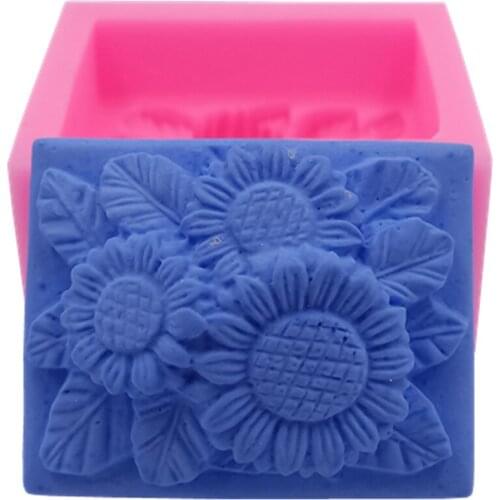 Sunflower Design Rectangle Soap Mold Moulds Soft Silicone Molds for Natural Soap Making