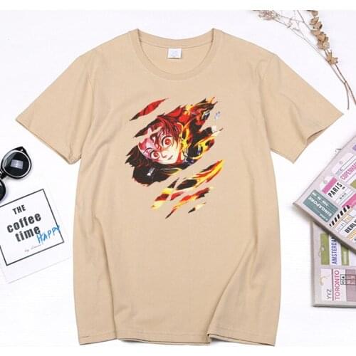 Tanjiro Kamado T Shirts Mens Pure Cotton Casual T-Shirt Demon Slayer Anime Demon Blade Tee O-neck Harajuku Unisex Camisetas