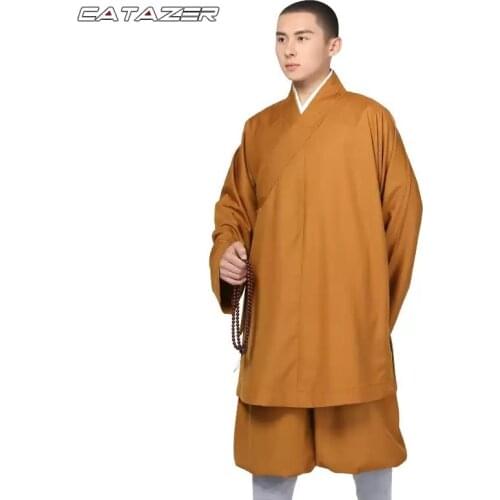 Cotton Shaolin Monk Uniform Buddhist Robe Kung Fu Martial Arts Suit Meditation Clothes