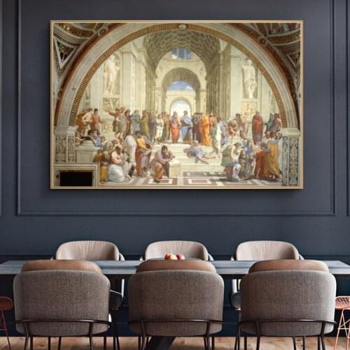 School of Athens By Raphael Famous Reproduction Oil Painting on Canvas Posters and Prints Wall Art Pictures for Home Decoration