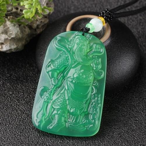 China Natural Agate Hand-carved Guan Gongyu Pendant Fashion Boutique Jewelry Jade Chalcedony Necklace for Men and Women