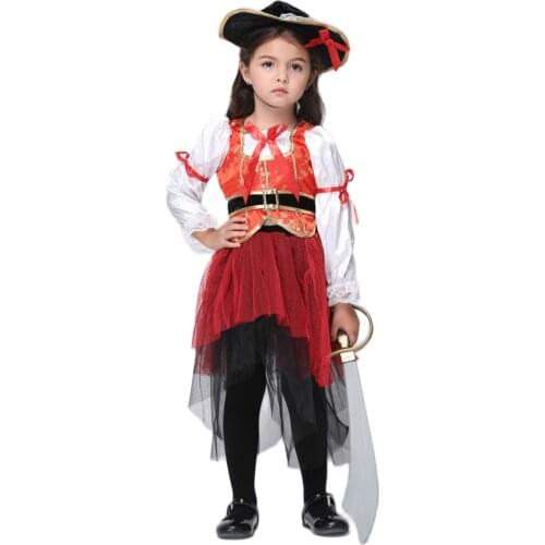Halloween Sea Pirate Princess Cosplay Costume The Girl Dancing Skirt Suit Child Fantasy Fancy Kids Carnival Party Show Clothing
