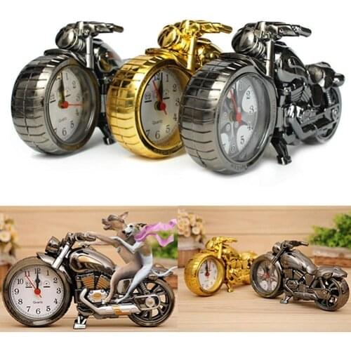 Creative Motorcycle Shape Antique Style Quartz Clock Alarm Clock Time Keeper Motorbike Pattern Desktop Decor Home Birthday Gift