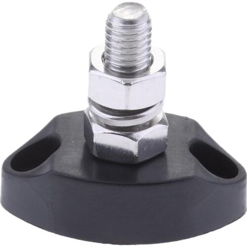 MagiDeal Stainless Steel Insulated Terminal Block Single Stud 6mm Black Boat Engine Accessories bloc de terminaux terminales