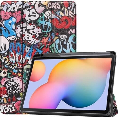 Cute shock proof case For Samsung Galaxy Tab S6 Lite cover with pencil slot s6lite SM-P610 SM-P615 soft TPU shell + pen holder