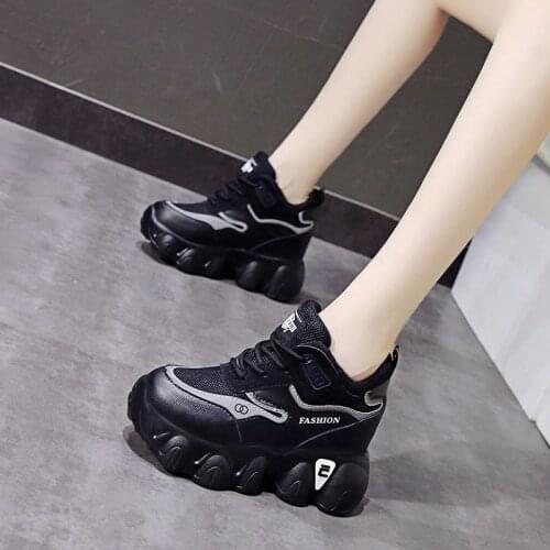 Fashion casual thick-soled inner increased mesh breathable ladies sneakers color matching spring and autumn hot sale