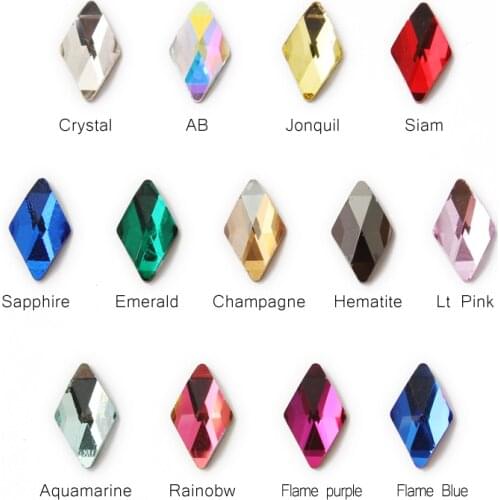 Fashion New style 6X10mm Big Rhombus Nail Art Rhinestones 30/100Pcs For DIY 3D Nail Art Decoration