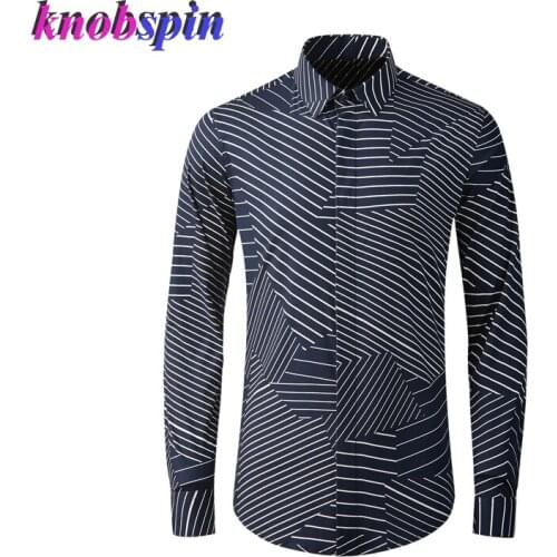 100% Pure Cotton Shirt men Big Size 38-48 Long sleeve Slim Casual Shirts for men Brand design Striped Chemise homme Camisas
