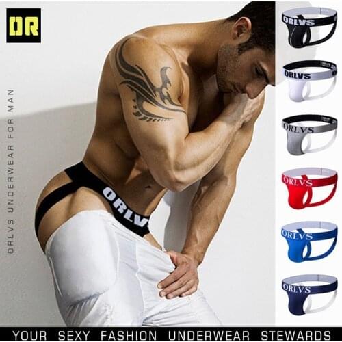 ORLVS Mens Underwear Men Sexy Briefs Jockstrap Pouch Cuecas Man Cotton Panties Thongs Mesh Underpants Gay Slip Homme Srting