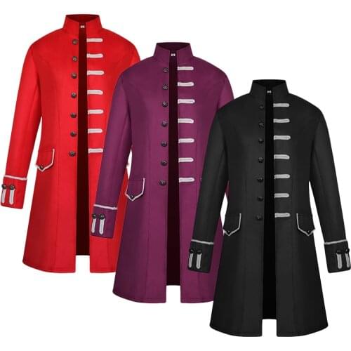 Mens Victorian Frock Coat Gothic Steampunk Jacket Vintage Tailcoat Cosplay Drama Playing Costume Overcoat