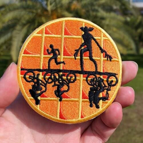 Prajna Cartoon Stranger Things Patch Embroidered Patches For Clothing Iron On Patches On Clothes Jurassic Park Stripes