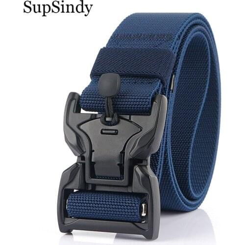 SupSindy Military Army Combat Tactical belts for Men Quick Release Buckle Stretch elastic nylon Waistband canvas belt male strap