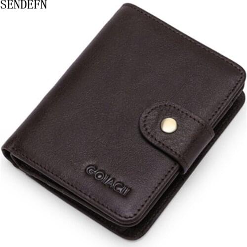 RFID Men Wallets Genuine Leather Multifunctional Purse Hasp Casual Retro Coin Purses Card Holder Zip Wallet Men Billetera Hombre
